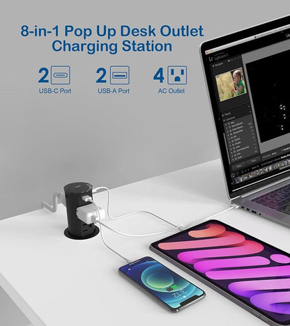 Pop up Outlet for Countertop, 2.5 Inch Hole Desktop Power Grommet, Recessed - Image 4