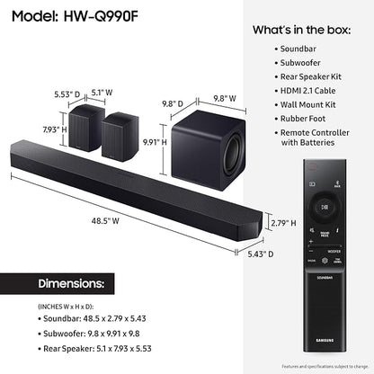 Samsung Q990F 11.1.4ch Q Series Subwoofer + Rear Speaker, Wireless Dolby Atmos - Image 2