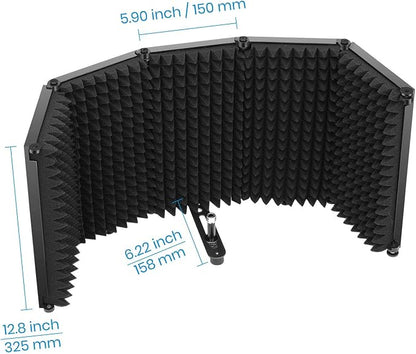Moukey Microphone Insulation Sound Insulation Sound Shield Isolation, 5 Sides - Image 9