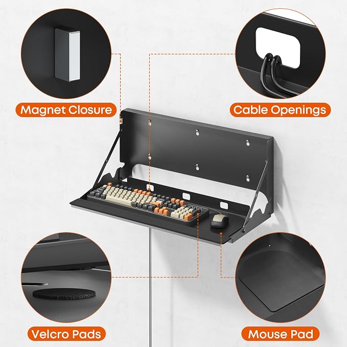 Flip Down Keyboard Tray Wall-Mount - Image 6