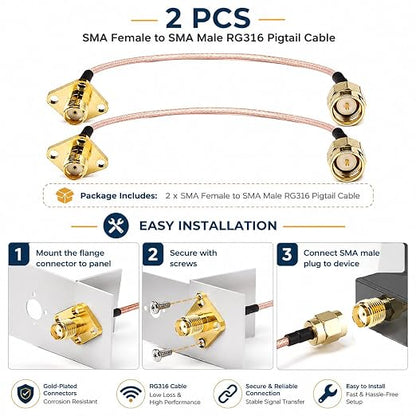 coaxial Cable SMA Female Jack to SMA Male Plug Pigtail Cable 4 Holes Flange - Image 5