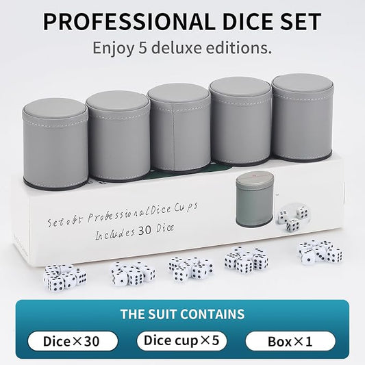 5 Pack PU Leather Dice Cups Velvet Felt-Lined Shaker Cups - Image 2