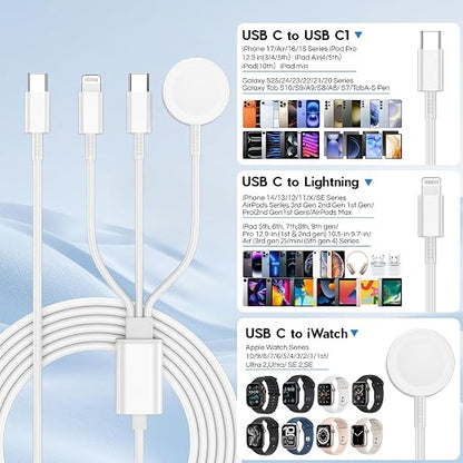Upgraded Apple Watch Charger, 3 in 1 Magnetic iWatch Charger to USB C Cable 3ft - Image 7