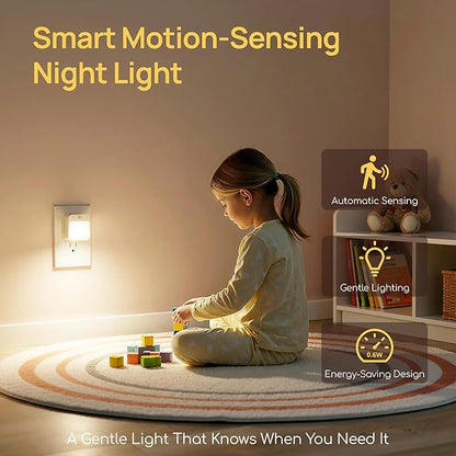 Plug-in Night Light with Motion Sensor, Dusk-to-Dawn Light Sensor, Stepless - Image 2