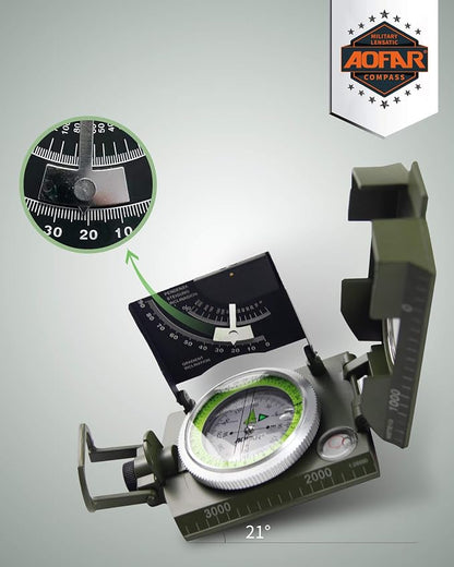 AOFAR AF-4074 Military Compass for Hiking, Lensatic Sighting Waterproof - Image 3