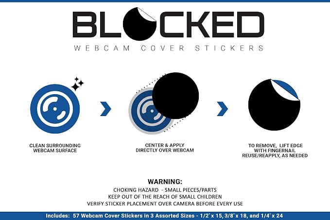 BLOCKED Stackable Webcam/Camera Vinyl Covers | 57 Low-Tack Restickable Webcam - Image 5