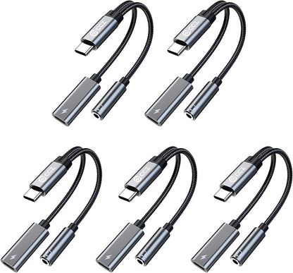 5PCS USB C Splitter for KZ ZS10 PRO, CCZ CA01 USB C to 3.5mm Audio Headphone by Yinyoo
