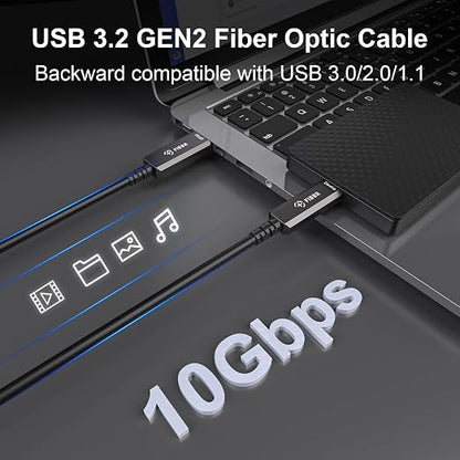 FIBBR Fiber Optic USB3.2 Cable, 10Gpbs USB A to USB C Cable - Image 3