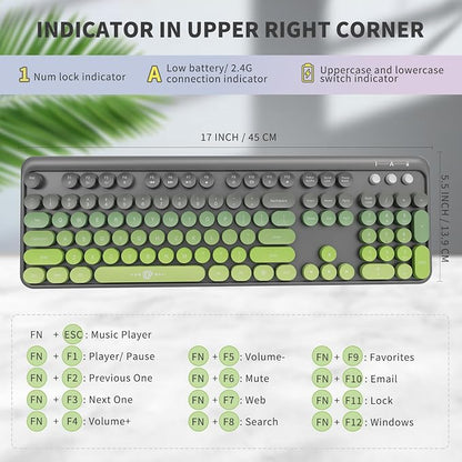 Wireless Keyboard and Mouse Combo, 104 Round Keys Cute Colorful Keyboard and - Image 3