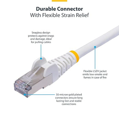 StarTech.com 6ft White CAT8 Ethernet Cable, Snagless RJ45, 100W PoE++, 26AWG - Image 3