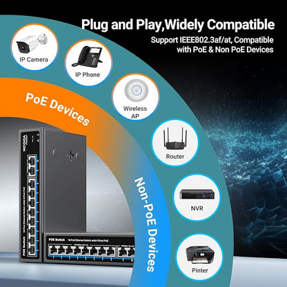 8 Port PoE Switch with 8 Ports 100Mbps PoE+@120W + 2 * Gigabit Uplink Port - Image 5