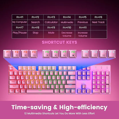 RisoPhy Mechanical Gaming Keyboard, RGB 104-Key Ultra-Slim Backlit USB Wired - Image 4