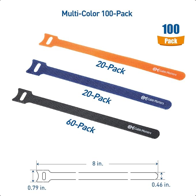 Cable Matters 100-Pack 8-inch Hook-and-Loop Reusable Wire Ties/Cable Ties - Image 3