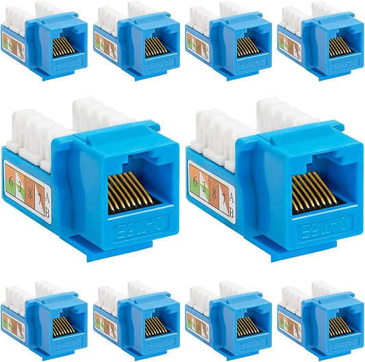 Cmple - 10 Pack Cat5e Keystone Jack Insert Punch Down RJ45 Connectors RJ45 by Cmple