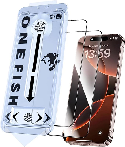 OneFish Glass Screen Protector for iphone 14Pro/15, 9H Hardness Glass Scratch by OneFish
