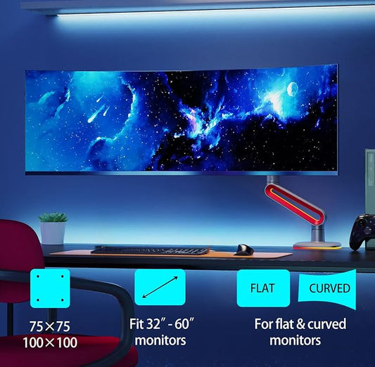 RGB Gaming Monitor-arm for Flat/Ultrawide/Curved Monitors 32 to 60 inch - Image 2