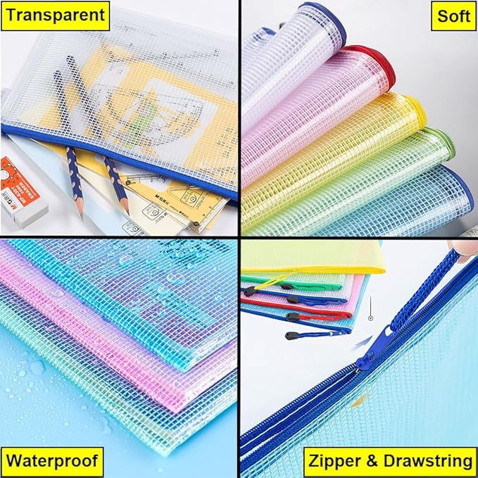 AUSTARK 20 Pcs Zipper File Bags, Plastic Mesh Pouch, Board Game Storage Bag - Image 3
