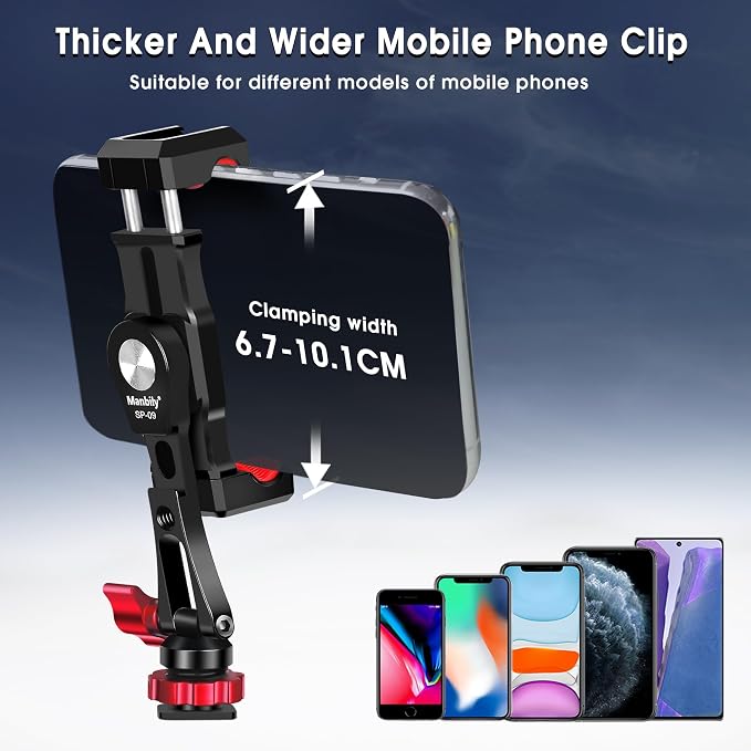 Manbily Phone Tripod Mount, Metal Smartphone Mount Adapter Camera Hot Shoe Mount - Image 6