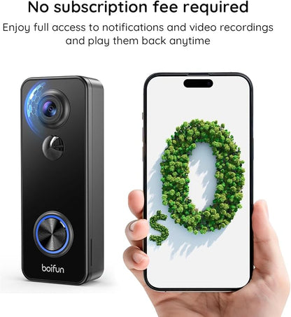 BOIFUN Video Doorbell Camera Wireless, 180° Wide View, 2K HD, No Subscription - Image 3