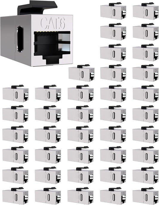 40 Pack Cat 6 Shielded Keystone Coupler, Cat6 Keystone Jacks Female to Female by VANDESAIL