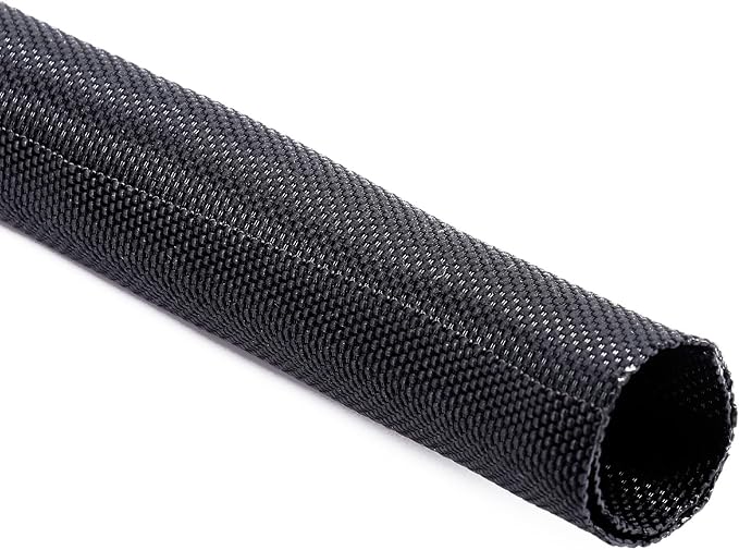 Black Braided Cable Management Sleeves Wire Loom Tubing Cord Protector by BuyUneed