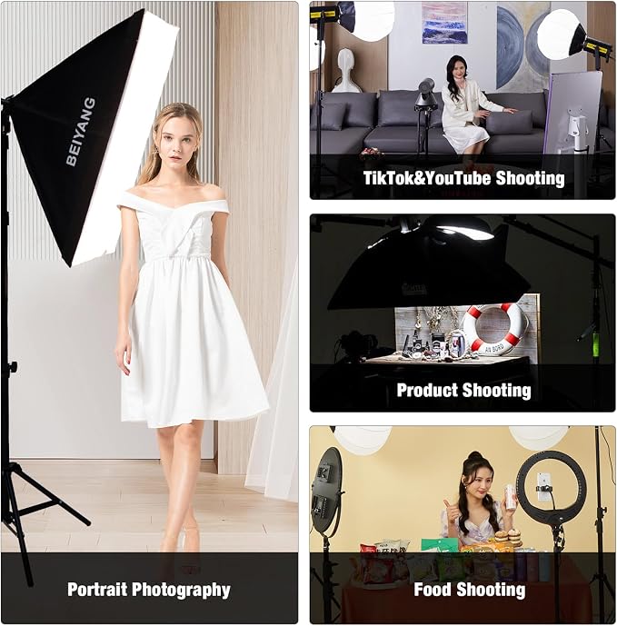 BEIYANG Softbox Lighting Kit, 2x20''x28'' Photography Soft Box - Image 7