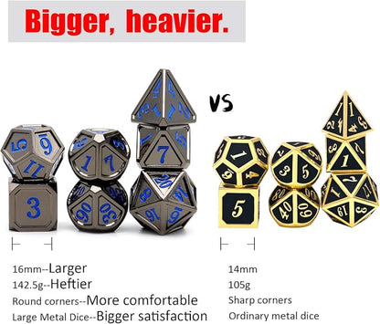 Haxtec Black Metal DND Dice Set D&D W/Gift Metal Case Polyhedral Dice Compatible - Image 3