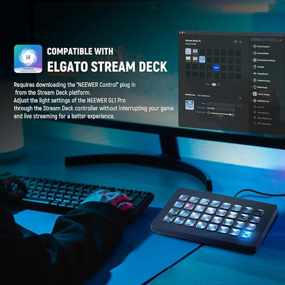 NEEWER 15.5" LED Streaming Key Light, Clamp on Desk Panel Video Lighting - Image 6