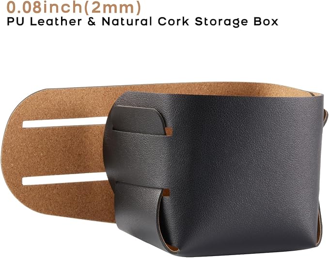 HOMIEAZICOZI 2-Pack Cork Leather Desk Accessories Storage - Image 2