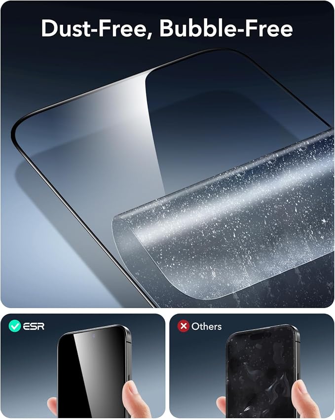 ESR 3 Pack 9H+ Glass for iPhone 15 Pro Max Screen Protector, Armorite - Image 4