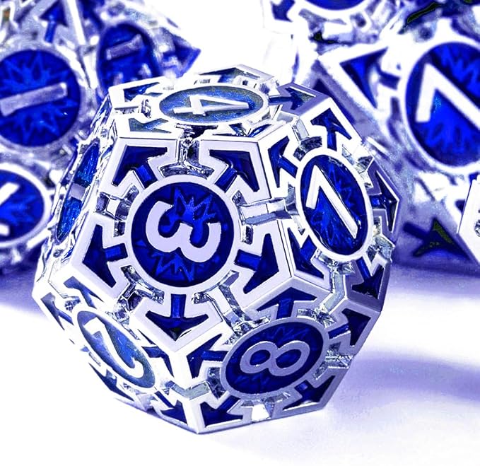 RULE DND Dice Set Metal Blue Solid Weighted D&D Dungeons & Dragons Polyhedral - Image 3