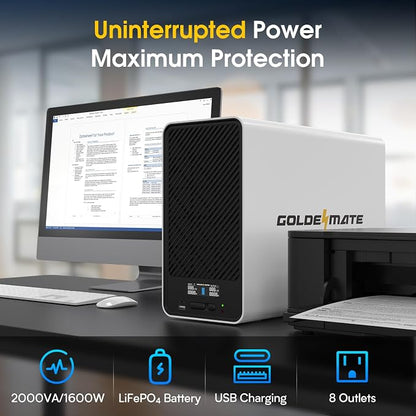 2000VA/1600W Pro Lithium UPS Battery Backup and Surge Protector, Backup Battery - Image 2