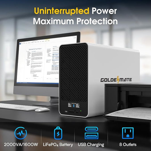 2000VA/1600W Pro Lithium UPS Battery Backup and Surge Protector, Backup Battery - Image 2