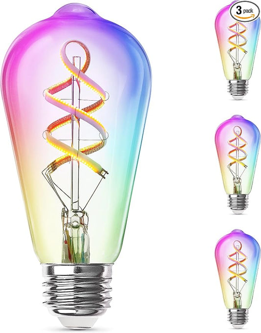 Feit Electric Smart ST21 Light Bulb, 60W Eq, Spiral Filament Edison Style. WiFi by FeitElectricCompany
