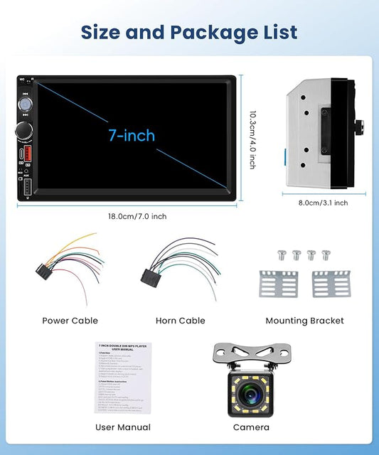 2 DIN Car Stereo Wireless Carplay&Android Auto, USB-C Head Unit 7” Touch Screen - Image 2