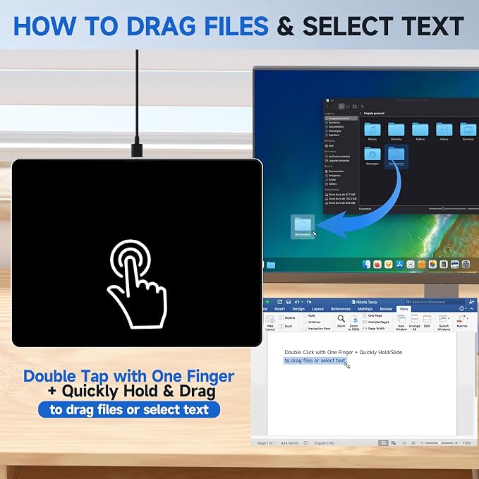 Wired Trackpad for Windows 10/11, High-Precision Multi-Touch Portable Trackpad - Image 4
