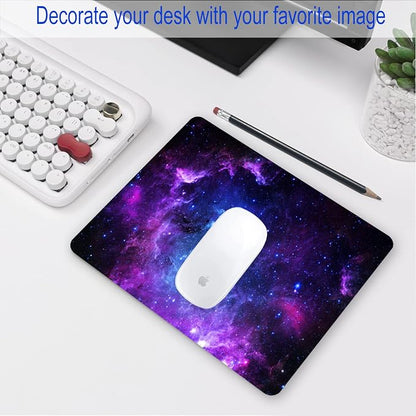 Purple Galaxy Mouse pad, Small Personalized Nebula Design Washable Rubber Mouse - Image 7