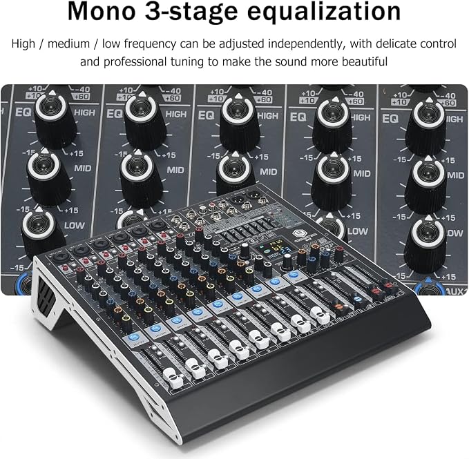 W IN-MIX DX8 Professional DJ Audio Mixer 8 Channel - Image 3