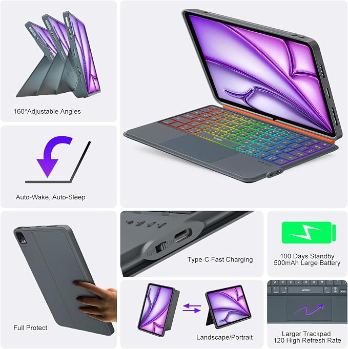 iPad Air 13 inch Case Keyboard, Wireless iPad Keyboard - Image 5