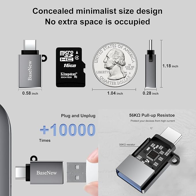 USB C to USB Adapter 6 Pack, Type C to USB Adapter, USBC Male to USBA Female - Image 7