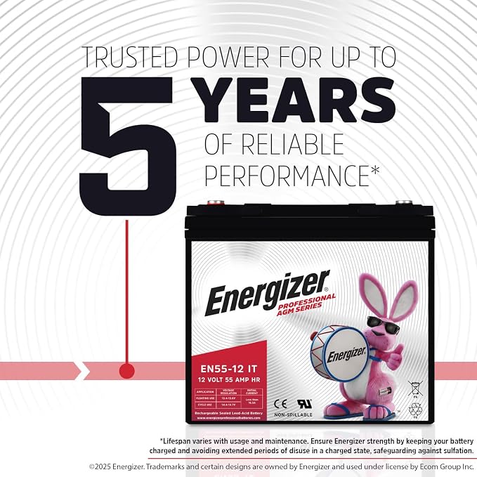 Energizer EN55-12IT, 12 Volt 55 Amp Hr, Long Lasting Sealed Lead Acid AGM - Image 4