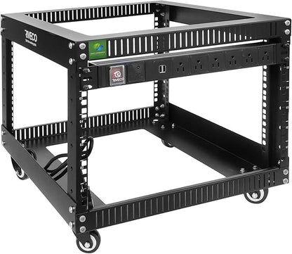 RIVECO 6U Server Rack with Wheels Open Frame Networking Rack+ PDU 8 Outlets Set by RIVECO