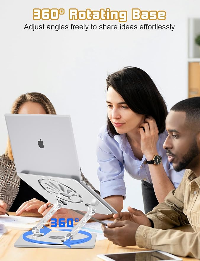 Adjustable Laptop Stand for Desk-360° Rotating Foldable Laptop Holder Ergonomic - Image 2