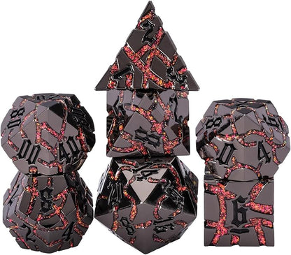 Crack Glitter Metal Dice, RPG Polyhedral Stripe Dice by Maywin