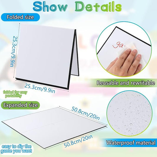 Zhanmai 4 Pcs Folding Blank Game Board, Blank Quad Fold Dry Erase Battle - Image 2