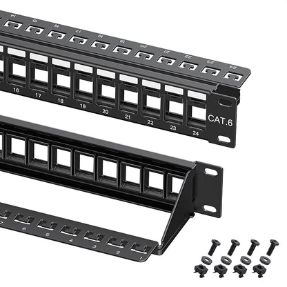 Cable Matters Rackmount or Wall Mount 1U 24 Port Keystone Patch Panel by CableMatters
