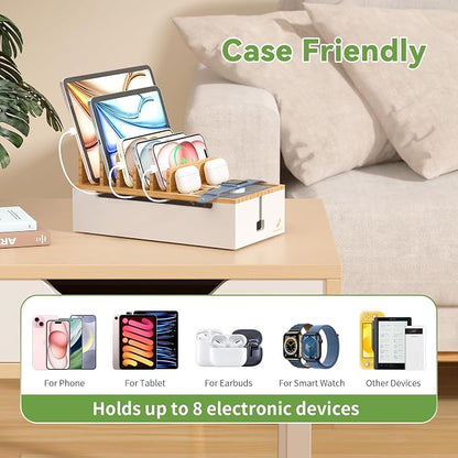 Pezin & Hulin Bamboo Cable Management Box, Wire Organizers - Image 4