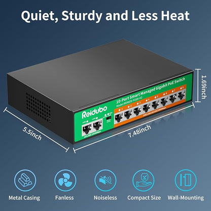 10-Port Gigabit Managed PoE Switch, 8 PoE+ Ports@120W - Image 7
