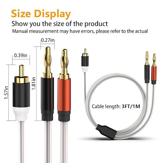 HOSONGIN RCA to Banana Plug Speaker Cable 3.3 Feet -2 Pack - Image 6