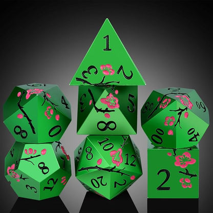Matt Green Metal Dice Set, DNDND 7 PCS Heavy Metallic D&D Dice Set - Image 6